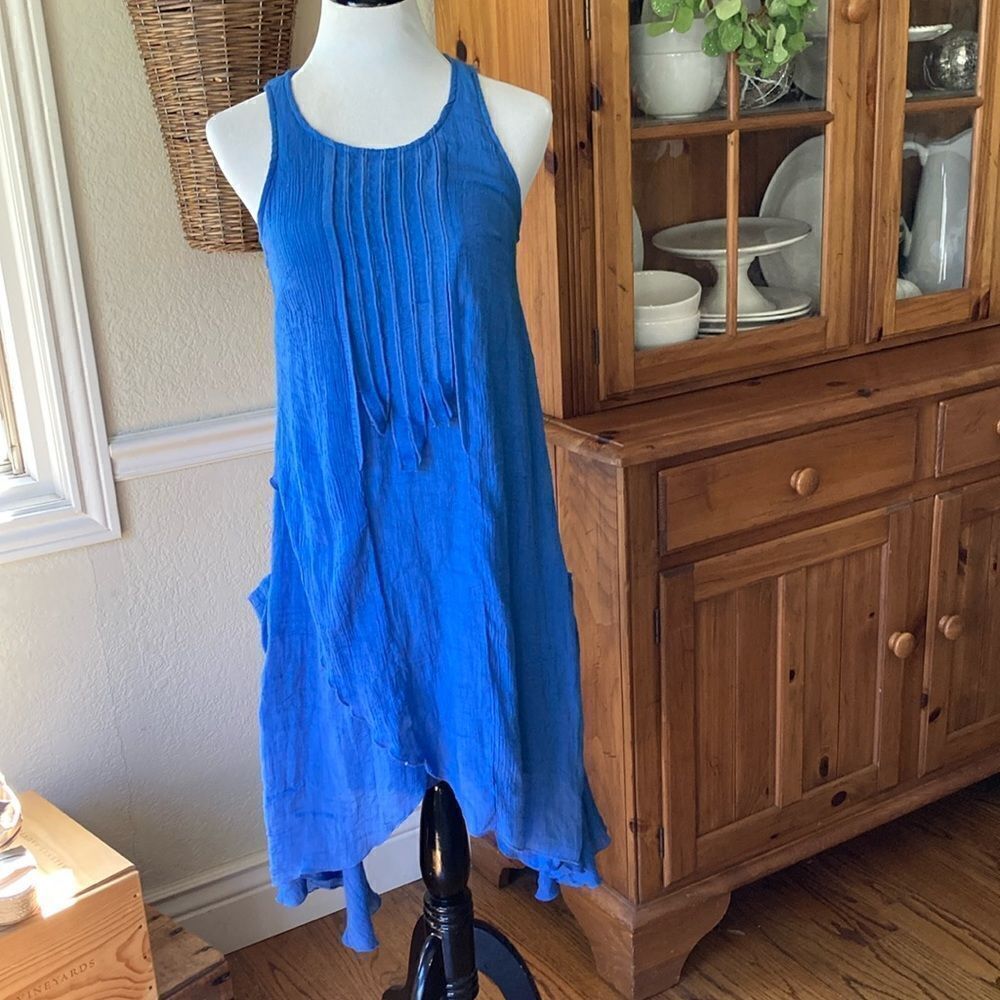 Papillon Boho Flowy Lined Blue MIDI Dress Size S
